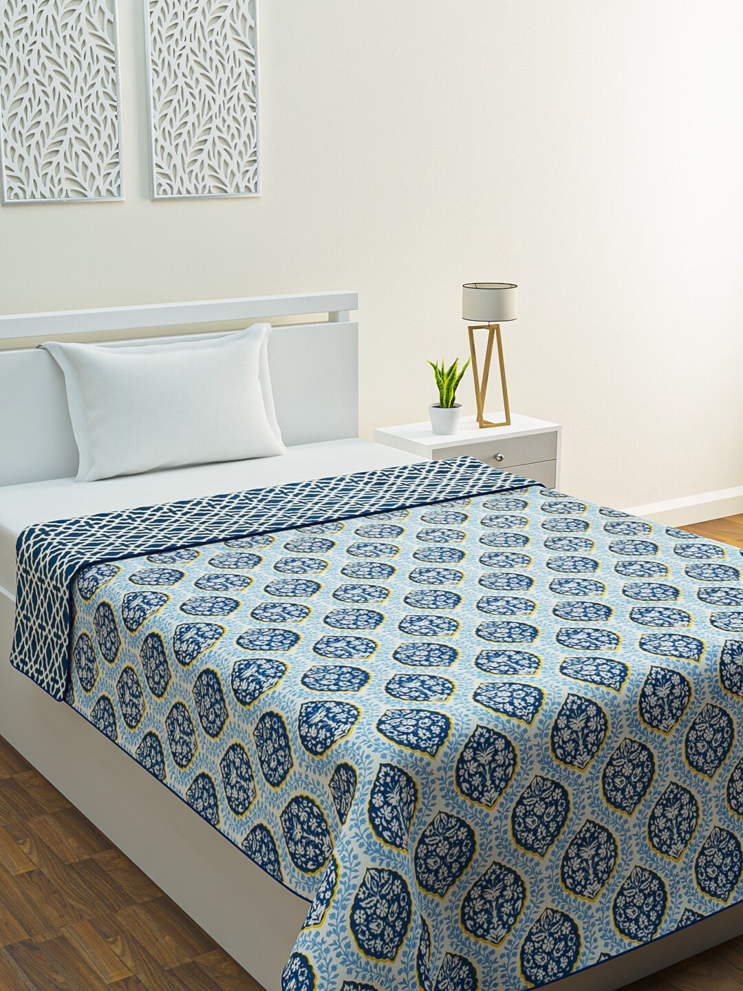 HOME AFFAIRS White & Blue Ethnic Motifs Reversible AC Room Cotton 300 GSM Single Bed Dohar
HOME AFFAIRS White & Blue Ethnic Motifs Reversible AC Room Cotton 300 GSM Single Bed Dohar