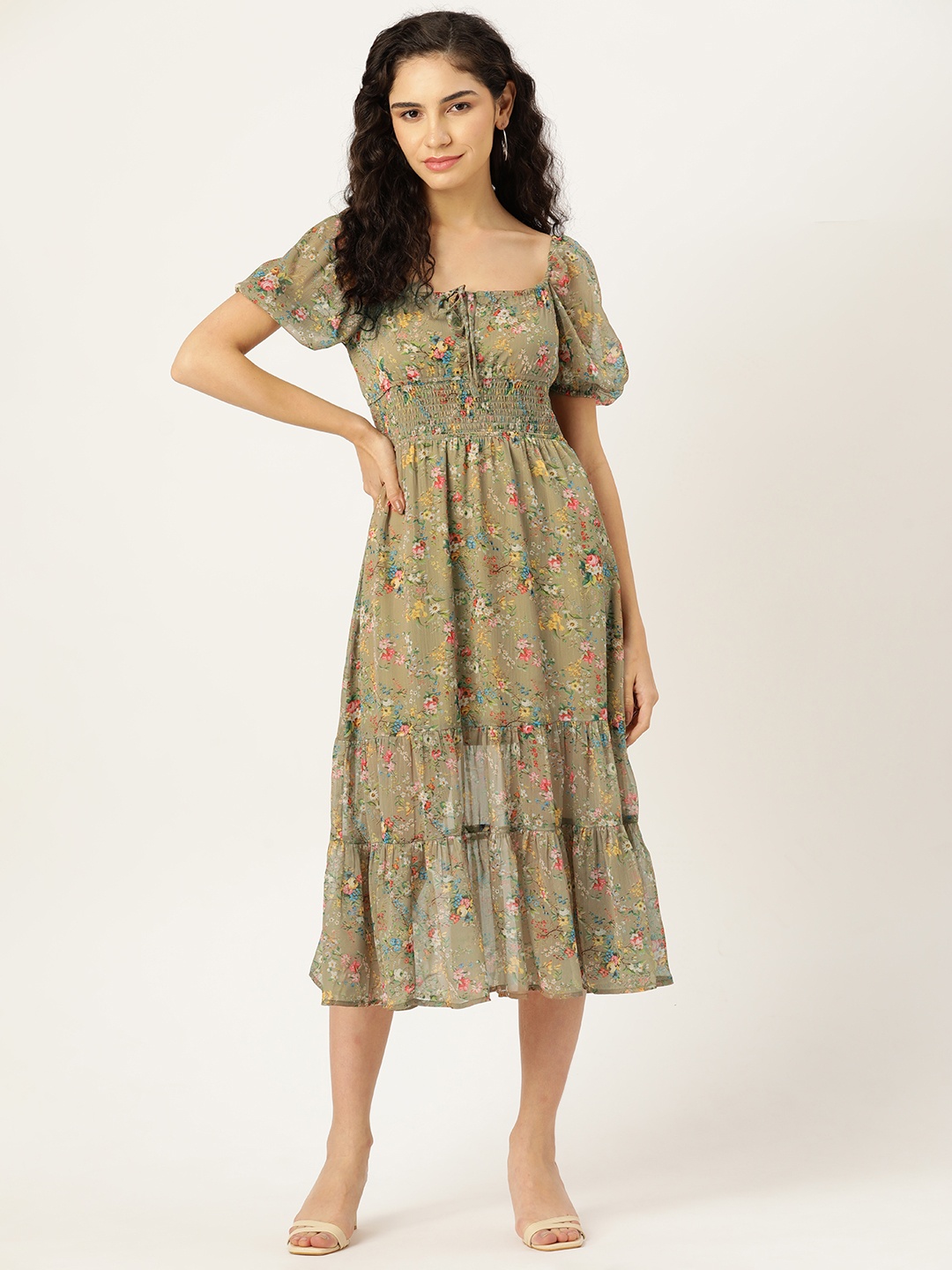 Rue Collection Floral Print Puff Sleeves Tiered Chiffon Fit & Flare Midi Dress, Multi
Rue Collection Floral Print Puff Sleeves Tiered Chiffon Fit & Flare Midi Dress, Multi