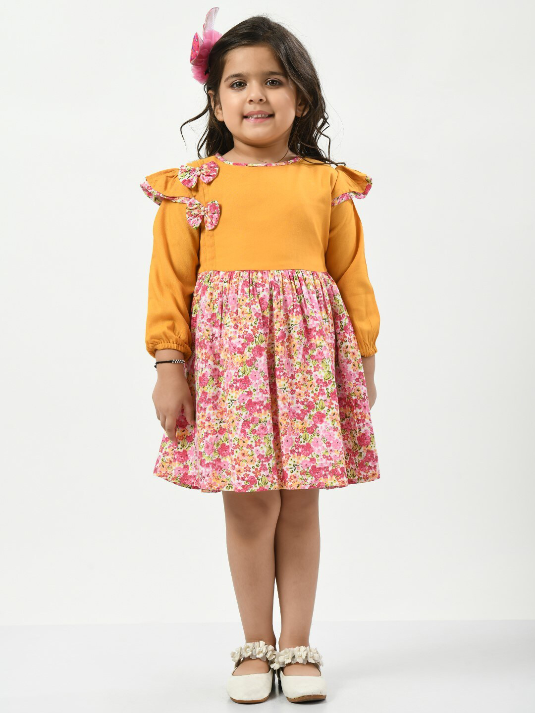 Bella Moda Girls Floral Printed Puff Sleeve Bow Cotton Fit & Flare Dress, Yellow
Bella Moda Girls Floral Printed Puff Sleeve Bow Cotton Fit & Flare Dress, Yellow