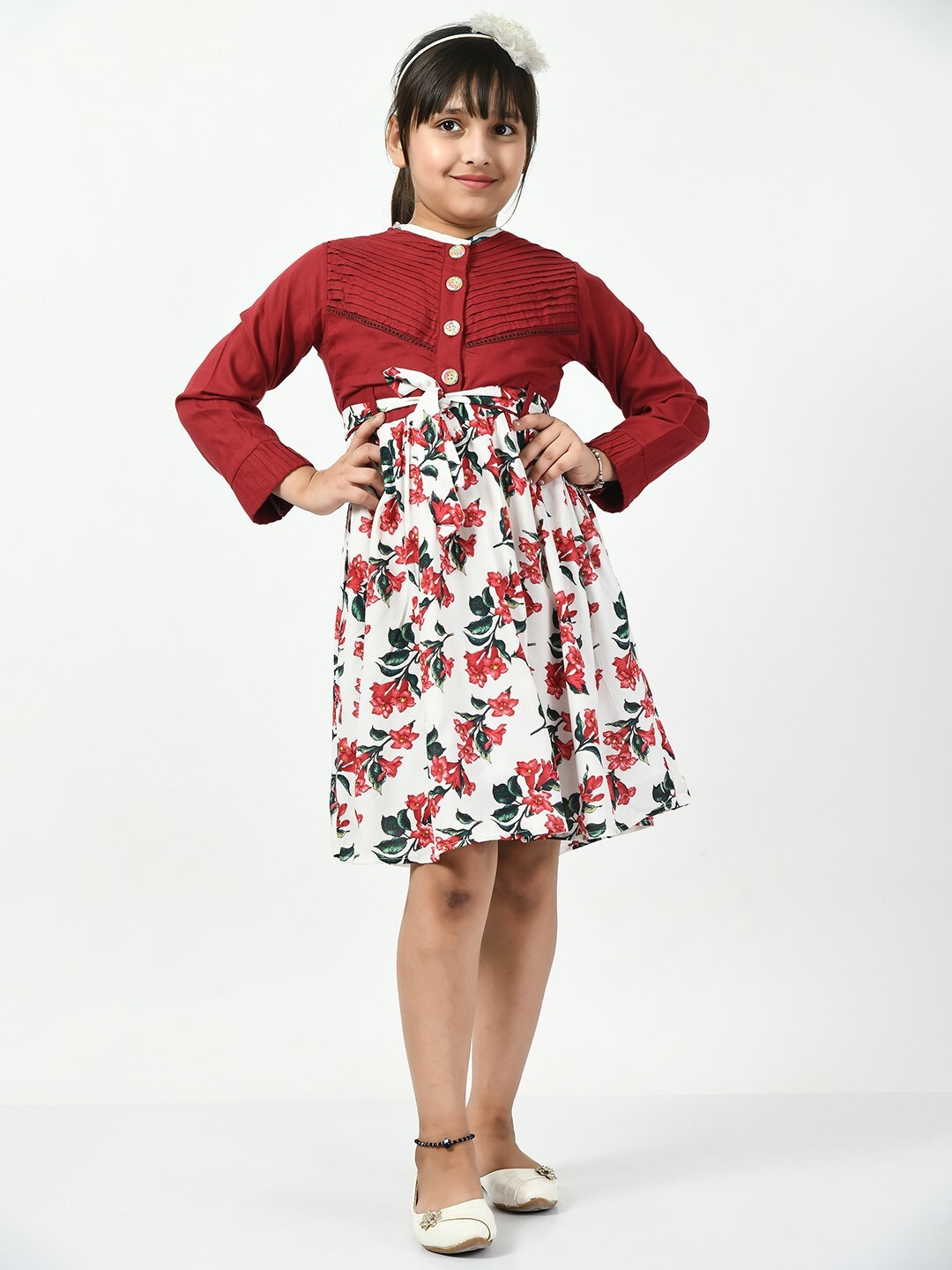Bella Moda Girls Ethnic Motifs Printed Pleated Detailed Pure Cotton A-Line Dress, Maroon
Bella Moda Girls Ethnic Motifs Printed Pleated Detailed Pure Cotton A-Line Dress, Maroon