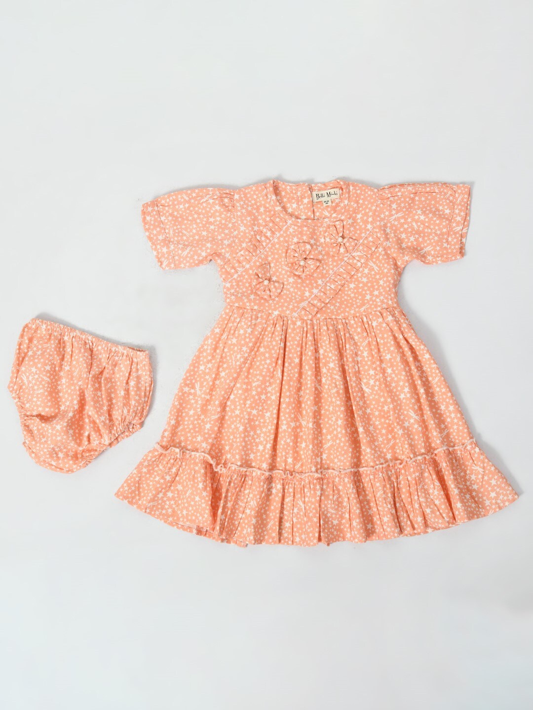 Bella Moda Infant Girls Geometric Printed Gathered Pure Cotton Fit & Flare Dress, Orange
Bella Moda Infant Girls Geometric Printed Gathered Pure Cotton Fit & Flare Dress, Orange