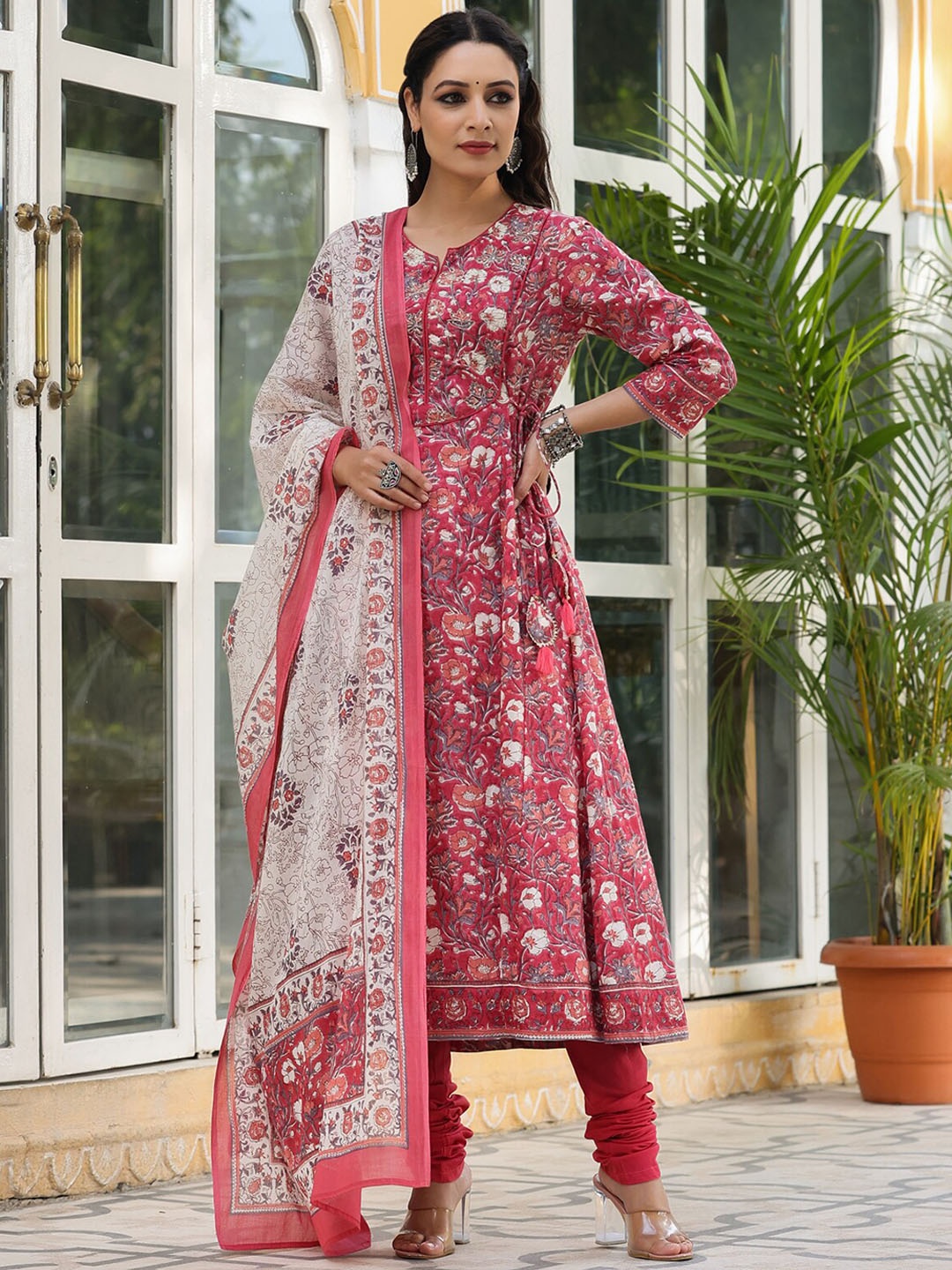 Rain & Rainbow Floral Printed Sequined Pure Cotton Kurta with Churidar And Dupatta, Rose
Rain & Rainbow Floral Printed Sequined Pure Cotton Kurta with Churidar And Dupatta, Rose
