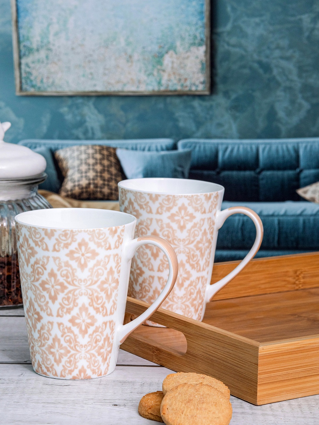 GOODHOMES 2 Pieces White & Beige Printed Bone China Glossy Coffee Mugs - 360 ML Each
GOODHOMES 2 Pieces White & Beige Printed Bone China Glossy Coffee Mugs - 360 ML Each