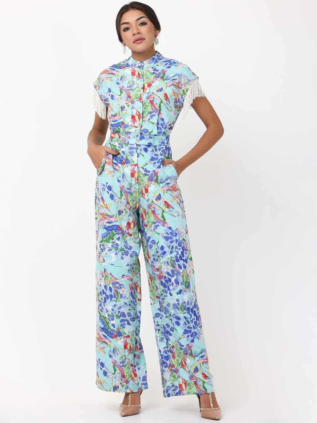 TSM Abstract Printed Mandarin Collar Extended Sleeve Waist Tie Up Cotton Basic Jumpsuit, Blue
TSM Abstract Printed Mandarin Collar Extended Sleeve Waist Tie Up Cotton Basic Jumpsuit, Blue