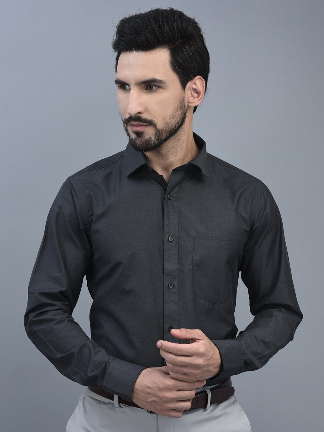 CANOE Relaxed Tailored Fit Formal Shirt, Charcoal
