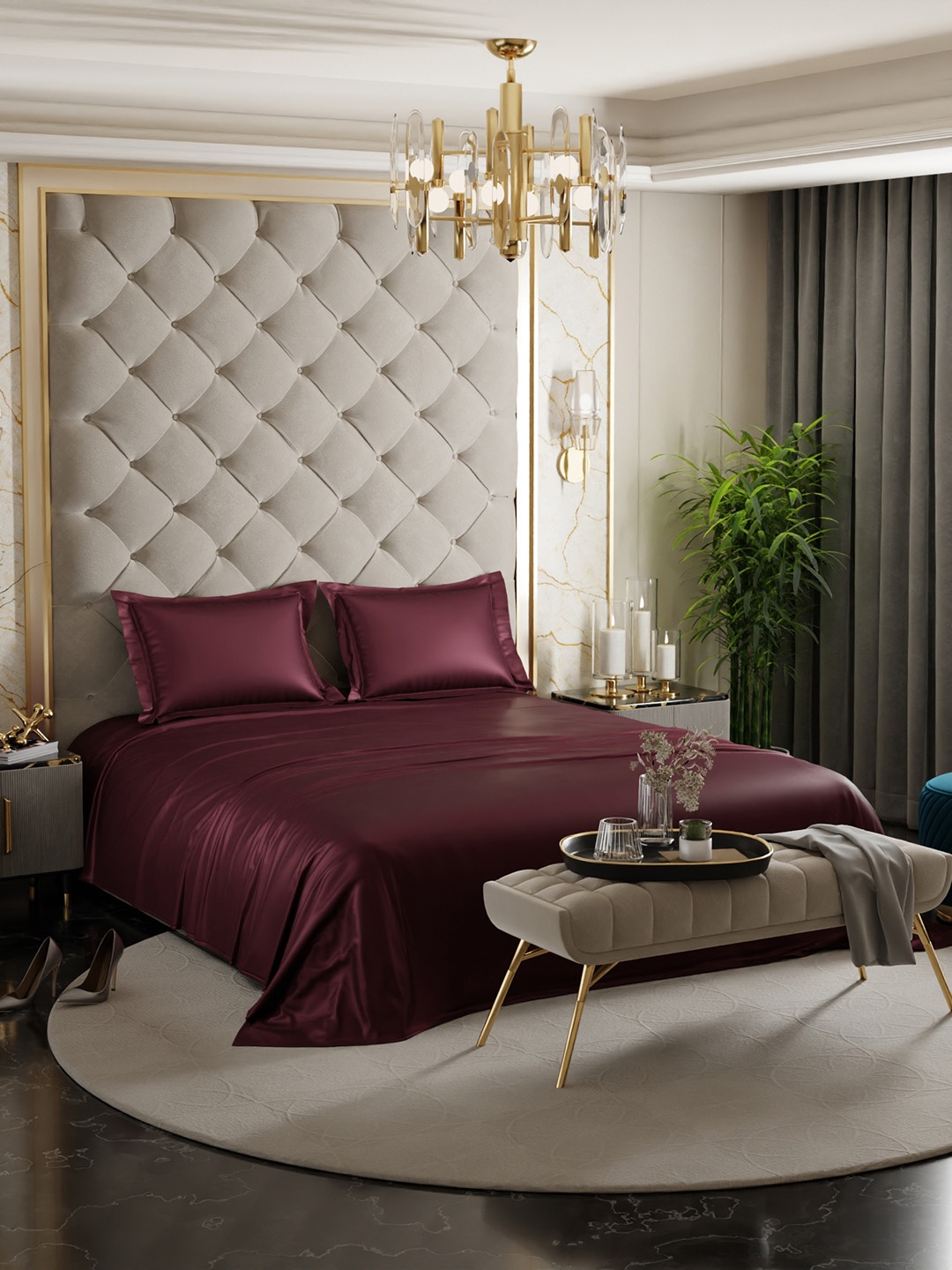 Stoa Paris Velvet Wine Date Night Collection Double Bedsheet With 2 Pillow Covers, Burgundy
Stoa Paris Velvet Wine Date Night Collection Double Bedsheet With 2 Pillow Covers, Burgundy