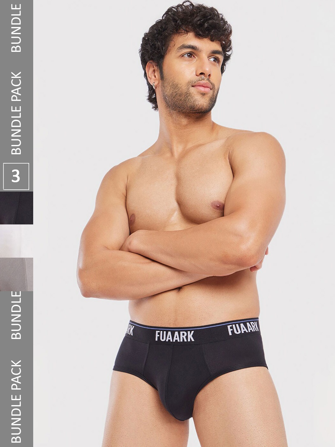 FUAARK Pack Of 3 Logo Printed Anti Bacterial Modal Briefs FUSMBrP3-Black-White-Grey-S
FUAARK Pack Of 3 Logo Printed Anti Bacterial Modal Briefs FUSMBrP3-Black-White-Grey-S