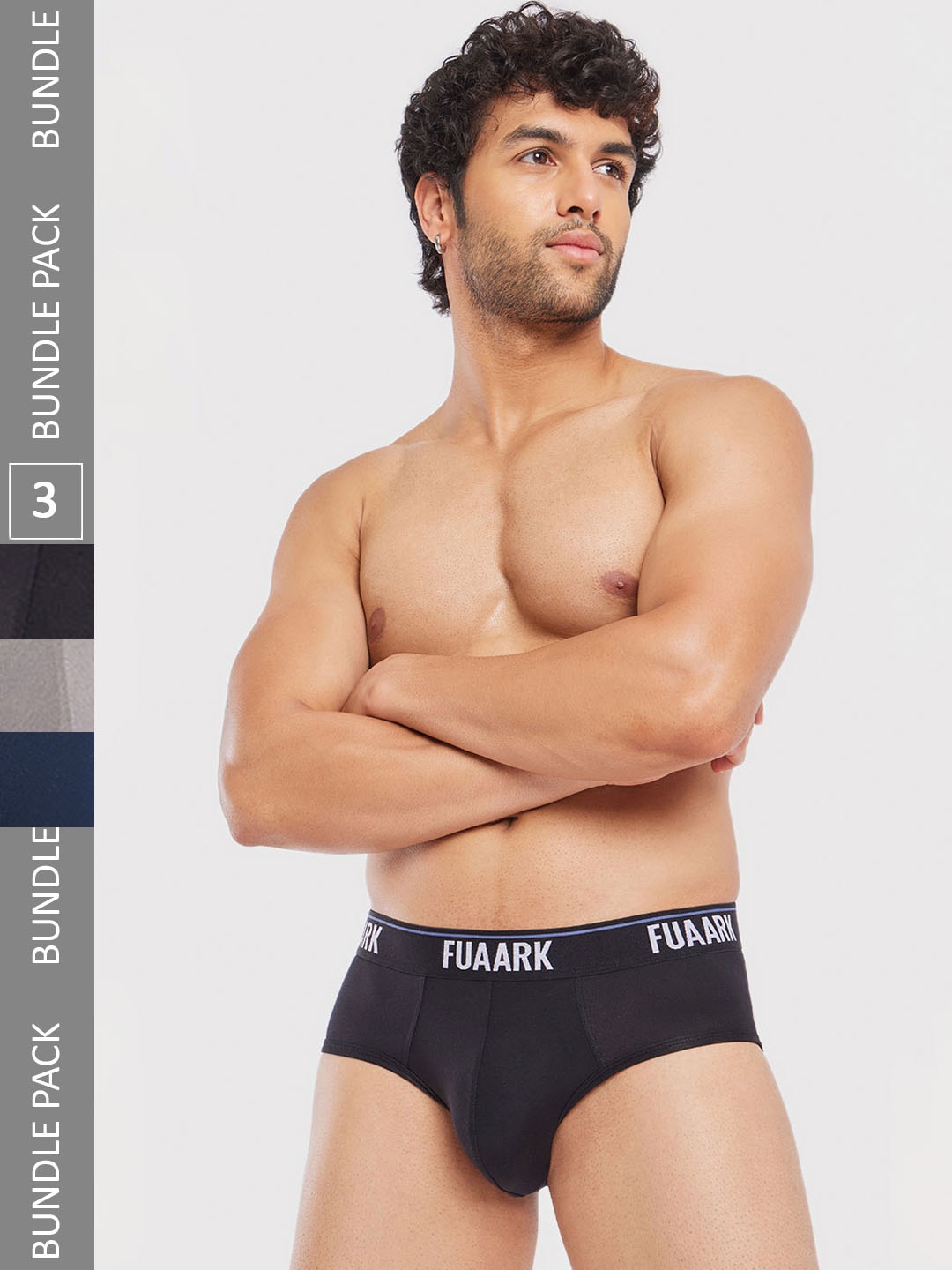 FUAARK Pack Of 3 Logo Printed Anti microbial Modal Briefs FUSMBrP3-Black-Blue-Grey-S
FUAARK Pack Of 3 Logo Printed Anti microbial Modal Briefs FUSMBrP3-Black-Blue-Grey-S
