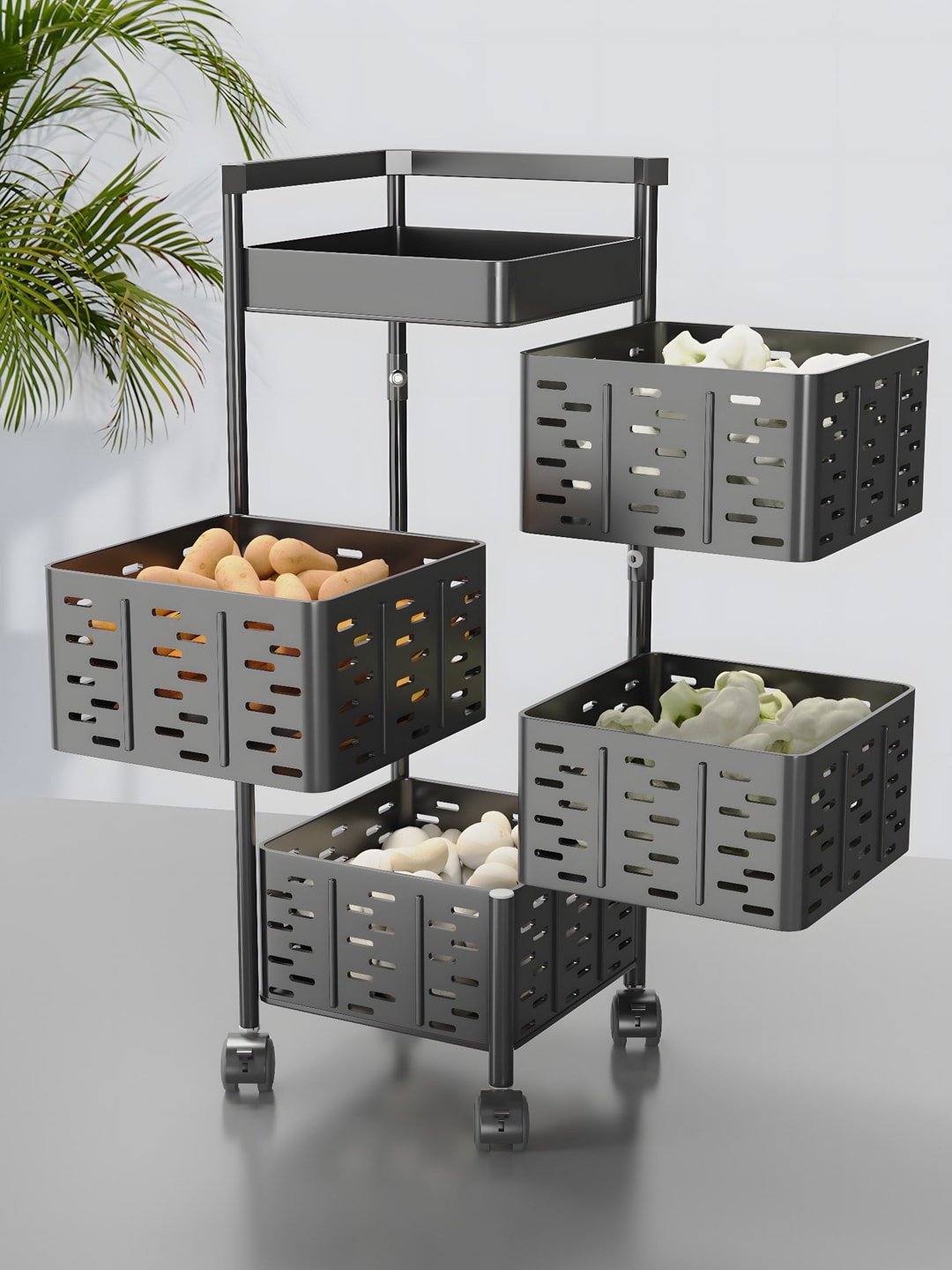 Kuber Industries Black 4-Layer Square Metal Fruit and Vegetable Basket With 360 Rotation
Kuber Industries Black 4-Layer Square Metal Fruit and Vegetable Basket With 360 Rotation