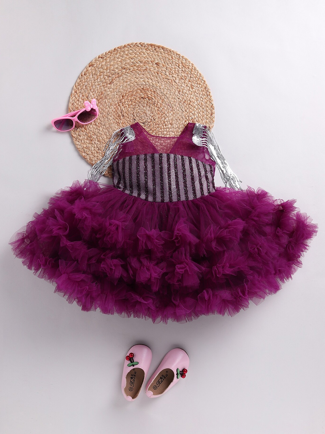 SmartRAHO Girls Self Design Layered Embellished & Ruffled Net Tulle Fit & Flare Dress, Burgundy
SmartRAHO Girls Self Design Layered Embellished & Ruffled Net Tulle Fit & Flare Dress, Burgundy
