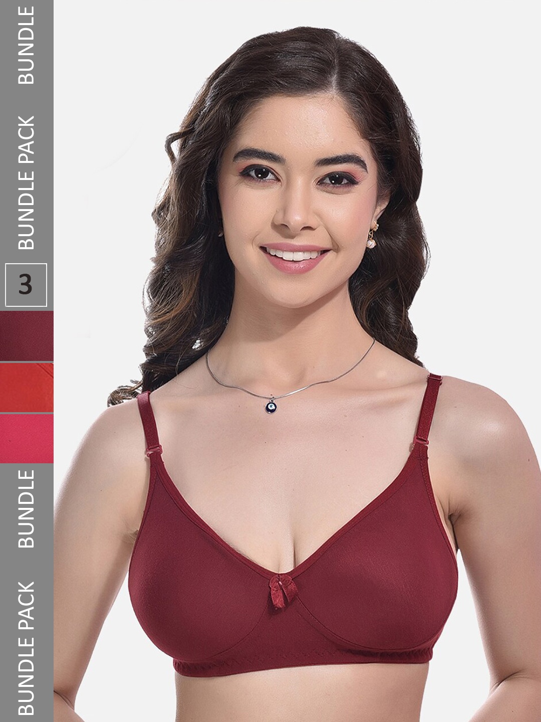 FIMS Pack Of 3 Full Coverage Non-Padded Non-Wired Everyday Bra With All Day Comfort, Red
FIMS Pack Of 3 Full Coverage Non-Padded Non-Wired Everyday Bra With All Day Comfort, Red