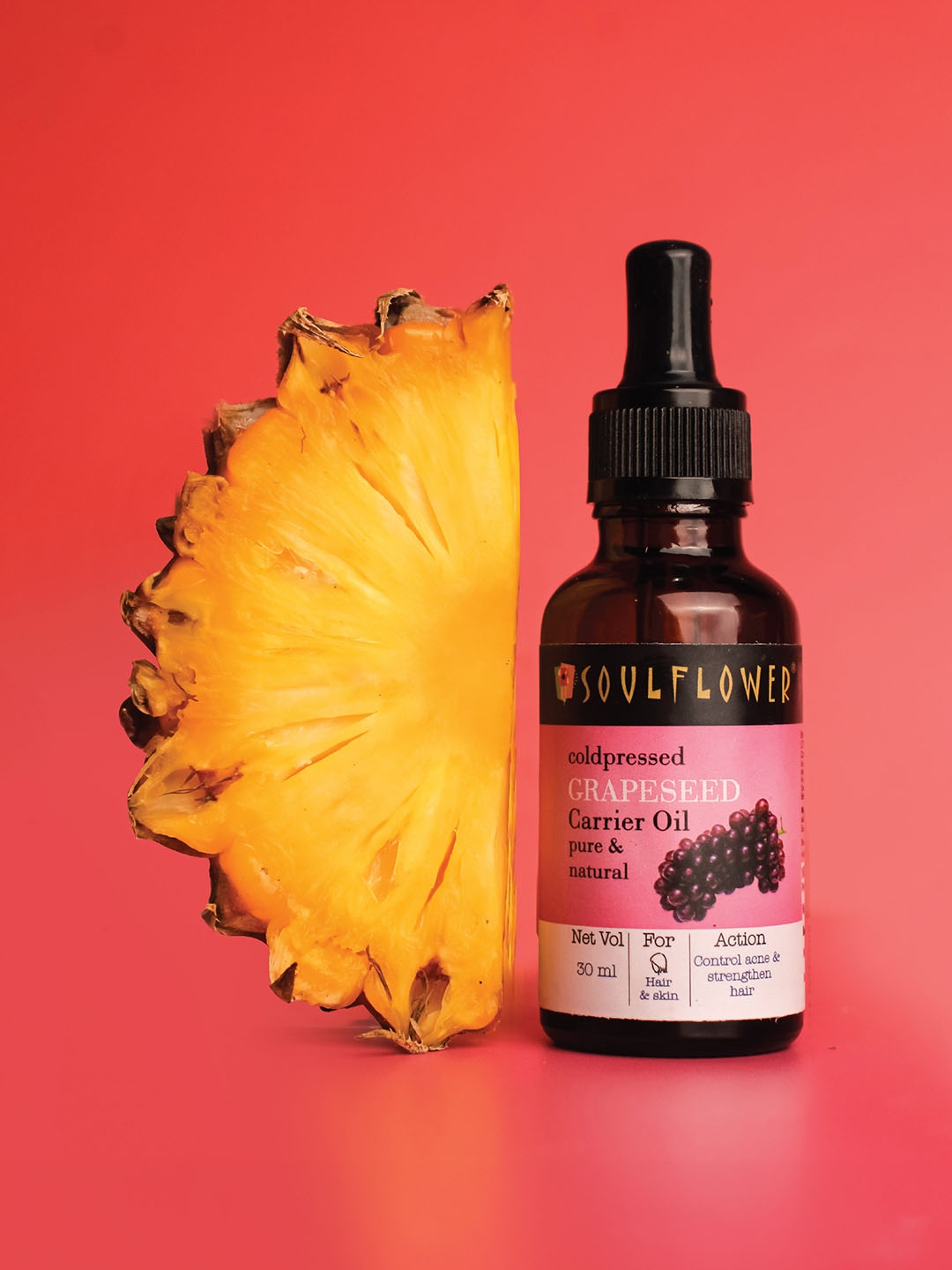 Soulflower Grapeseed Oil For Acne Control & Strong Hair 100% Pure Cold Pressed 30 ml, Pink
Soulflower Grapeseed Oil For Acne Control & Strong Hair 100% Pure Cold Pressed 30 ml, Pink
