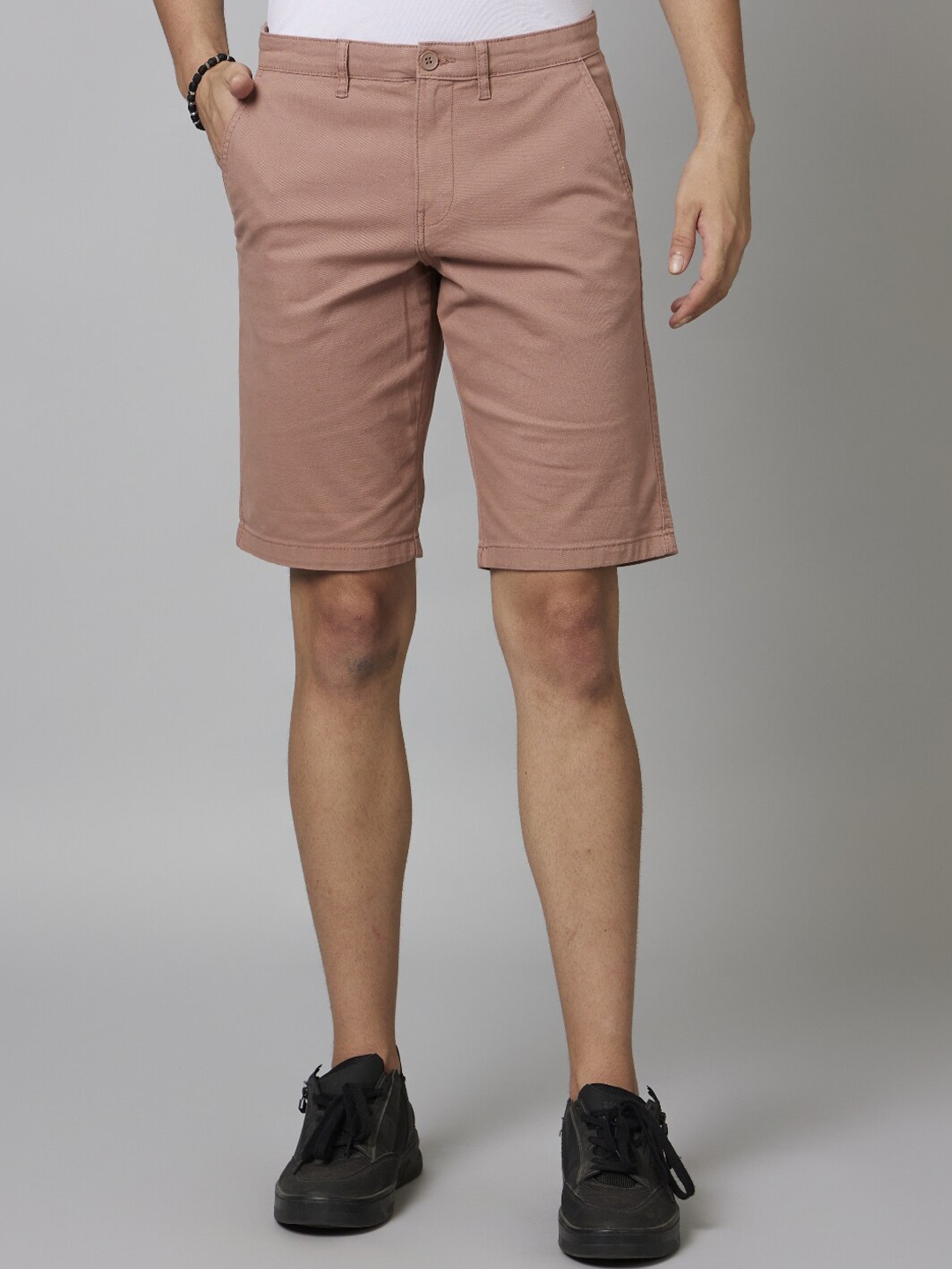 Celio Men Cotton Chinos Shorts, Peach