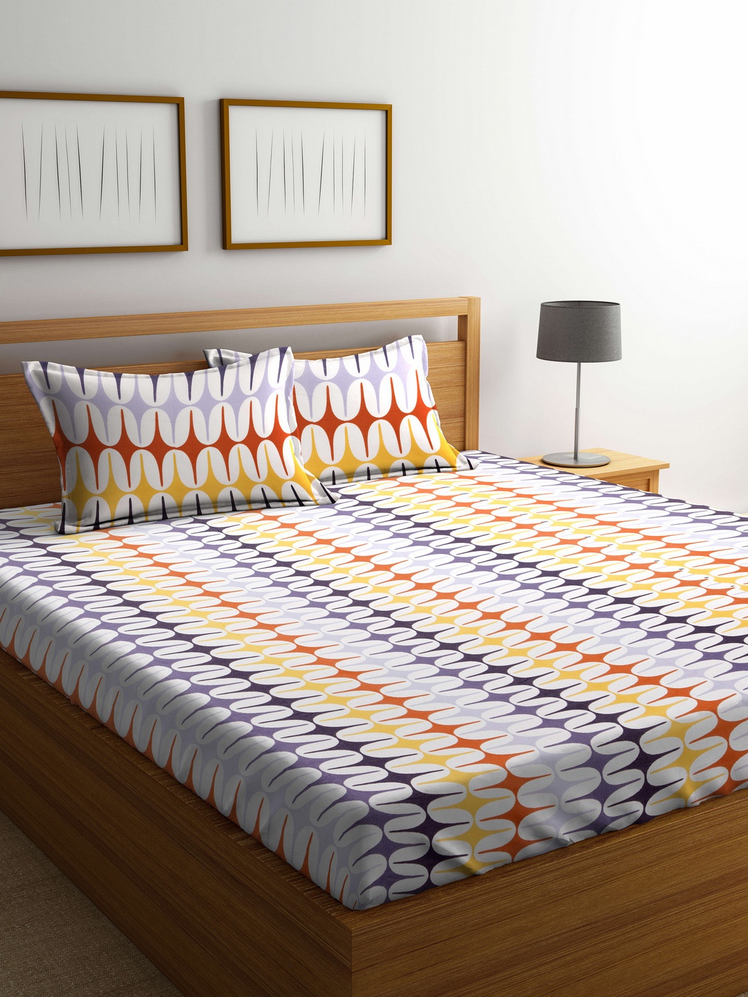 Cortina White & Orange Abstract Flat 104 TC Cotton 1 Queen Bedsheet with 2 Pillow Covers
Cortina White & Orange Abstract Flat 104 TC Cotton 1 Queen Bedsheet with 2 Pillow Covers