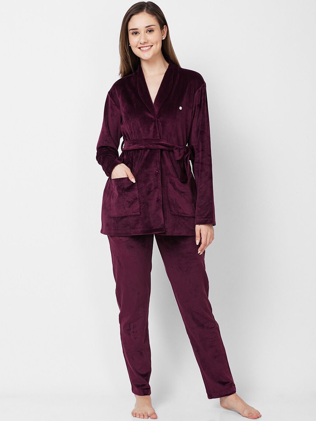 XIN V-Neck Blazer Style Co Ord Set, Burgundy