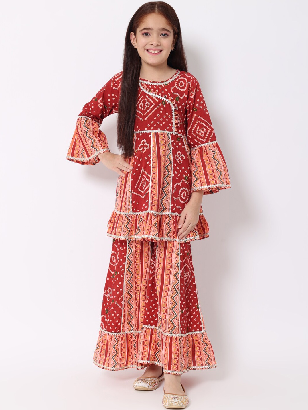 Readiprint Girls Bandhani Printed Gotta Patti Pure Cotton Kurti With Sharara, Maroon
Readiprint Girls Bandhani Printed Gotta Patti Pure Cotton Kurti With Sharara, Maroon