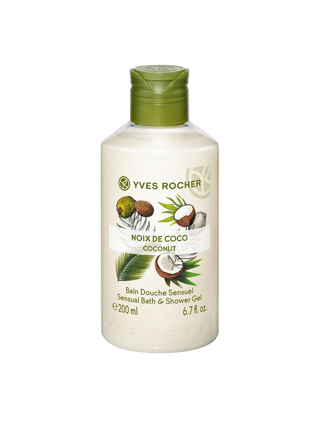 YVES ROCHER Sustainable Unisex Sensual Coconut Bath & Shower Gel 200 ml, Off white