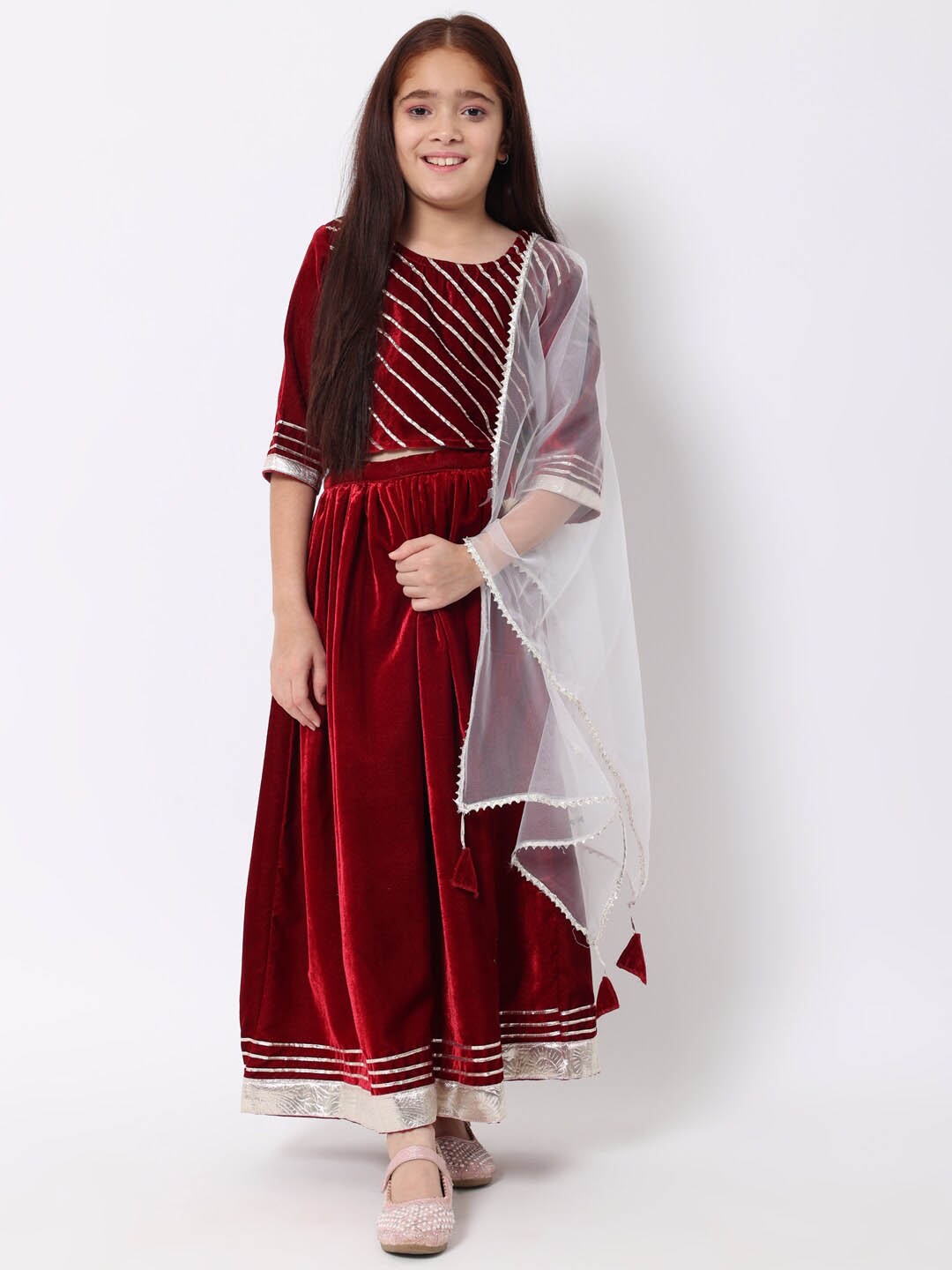 Readiprint Fashions Girls Embellished Velvet Ready to Wear Lehenga & Blouse With Dupatta, Maroon
Readiprint Fashions Girls Embellished Velvet Ready to Wear Lehenga & Blouse With Dupatta, Maroon