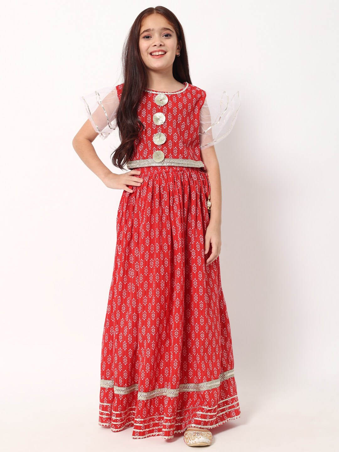 Readiprint Fashions Girls Printed Cotton Ready to Wear Lehenga & Blouse With Dupatta, Red
Readiprint Fashions Girls Printed Cotton Ready to Wear Lehenga & Blouse With Dupatta, Red