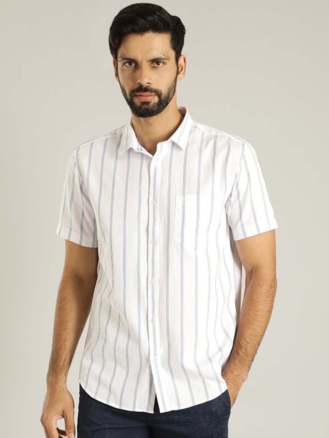 Indian Terrain Classic Spread Collar Stiped Woven Design Slim Fit Cotton Casual Shirt, White
Indian Terrain Classic Spread Collar Stiped Woven Design Slim Fit Cotton Casual Shirt, White