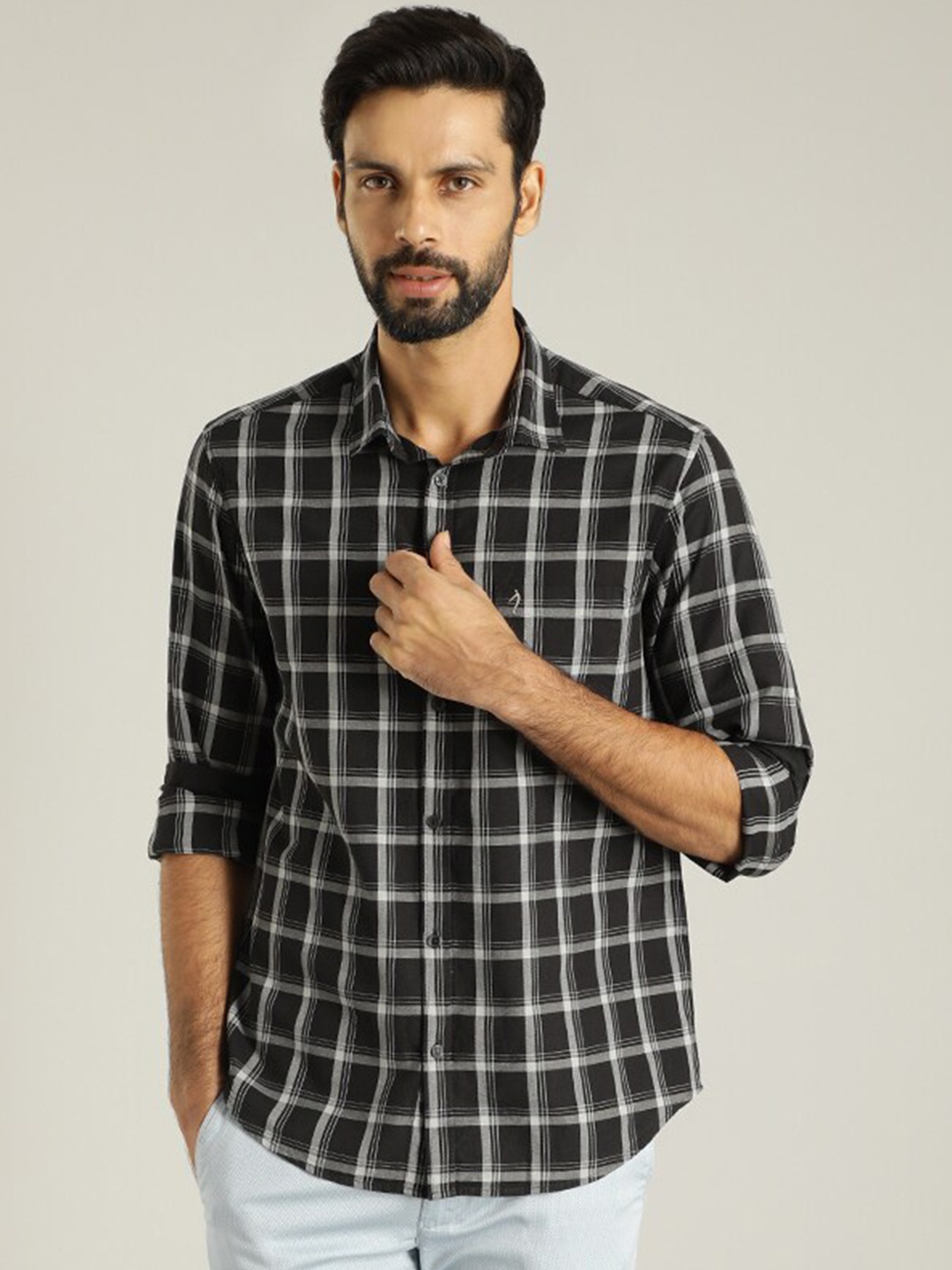 Indian Terrain Classic Spread Collar Tartan Checked Slim Fit Opaque Casual Cotton Shirt, Black
Indian Terrain Classic Spread Collar Tartan Checked Slim Fit Opaque Casual Cotton Shirt, Black