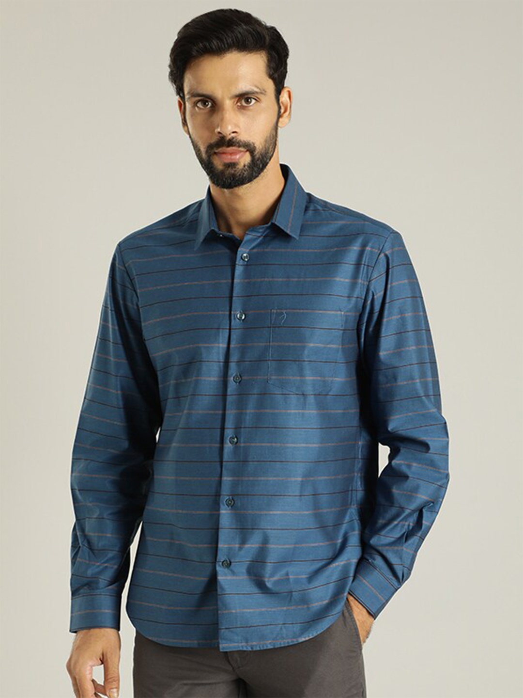 Indian Terrain Classic Slim Fit Horizontal Stripes Spread Collar Cotton Casual Shirt, Blue
Indian Terrain Classic Slim Fit Horizontal Stripes Spread Collar Cotton Casual Shirt, Blue