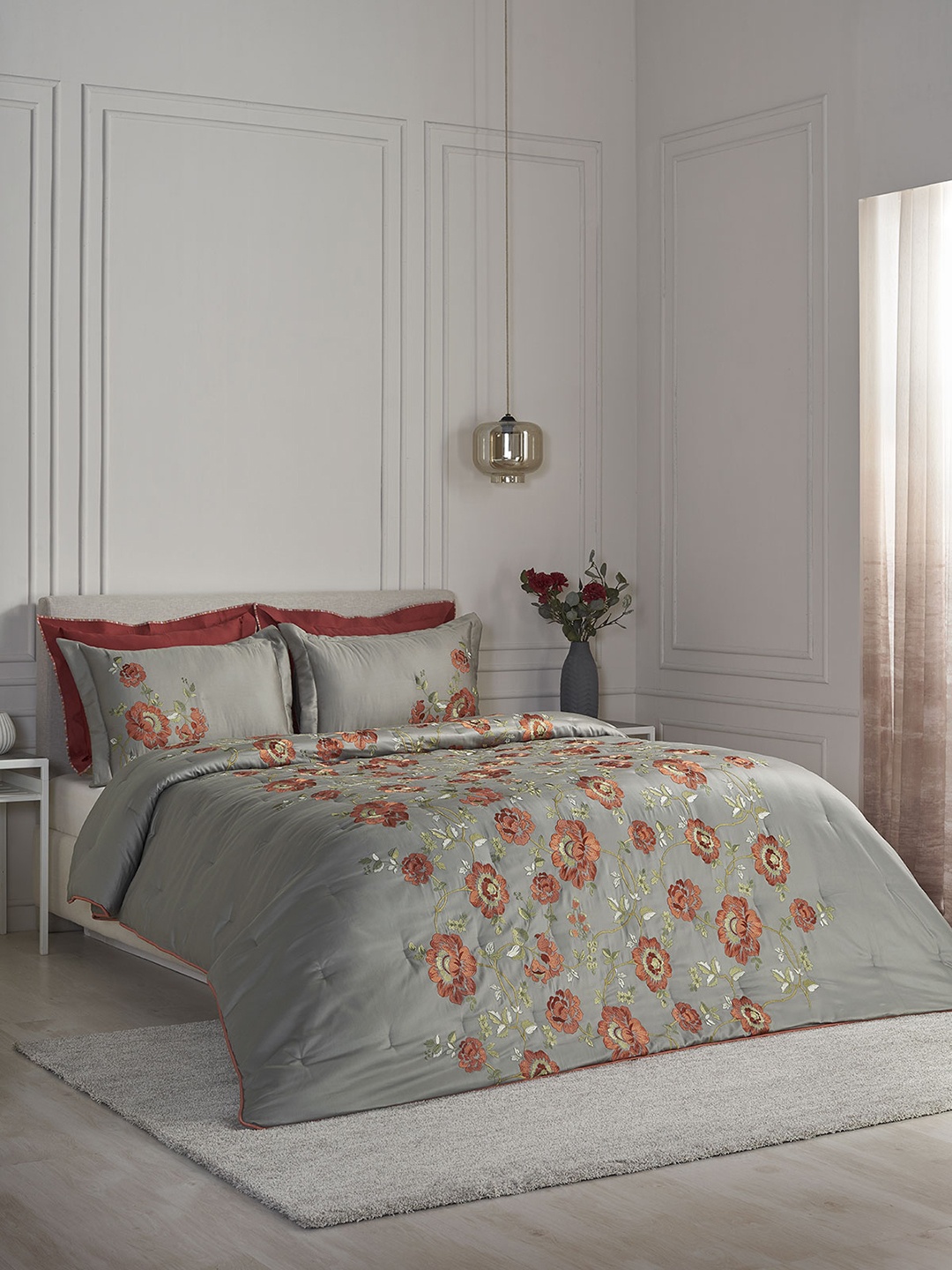 DDecor Treasure Grey Embroidered Cotton 210 TC Double Bed Comforter With 2 Pillow Covers
DDecor Treasure Grey Embroidered Cotton 210 TC Double Bed Comforter With 2 Pillow Covers