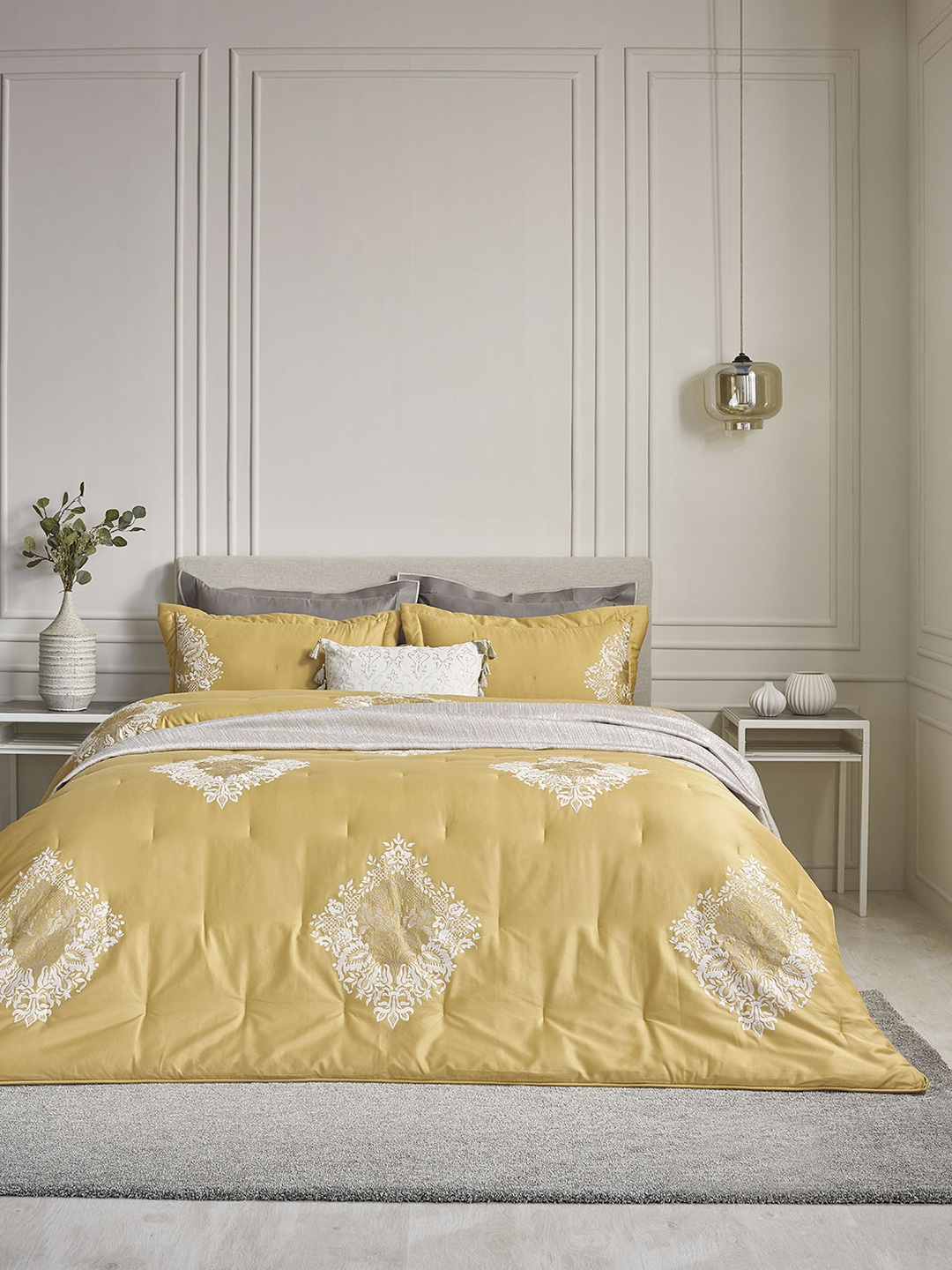 DDecor Treasure Mustard Embroidered Cotton 210 TC Double Bed Comforter & 2 Pillow Covers
DDecor Treasure Mustard Embroidered Cotton 210 TC Double Bed Comforter & 2 Pillow Covers