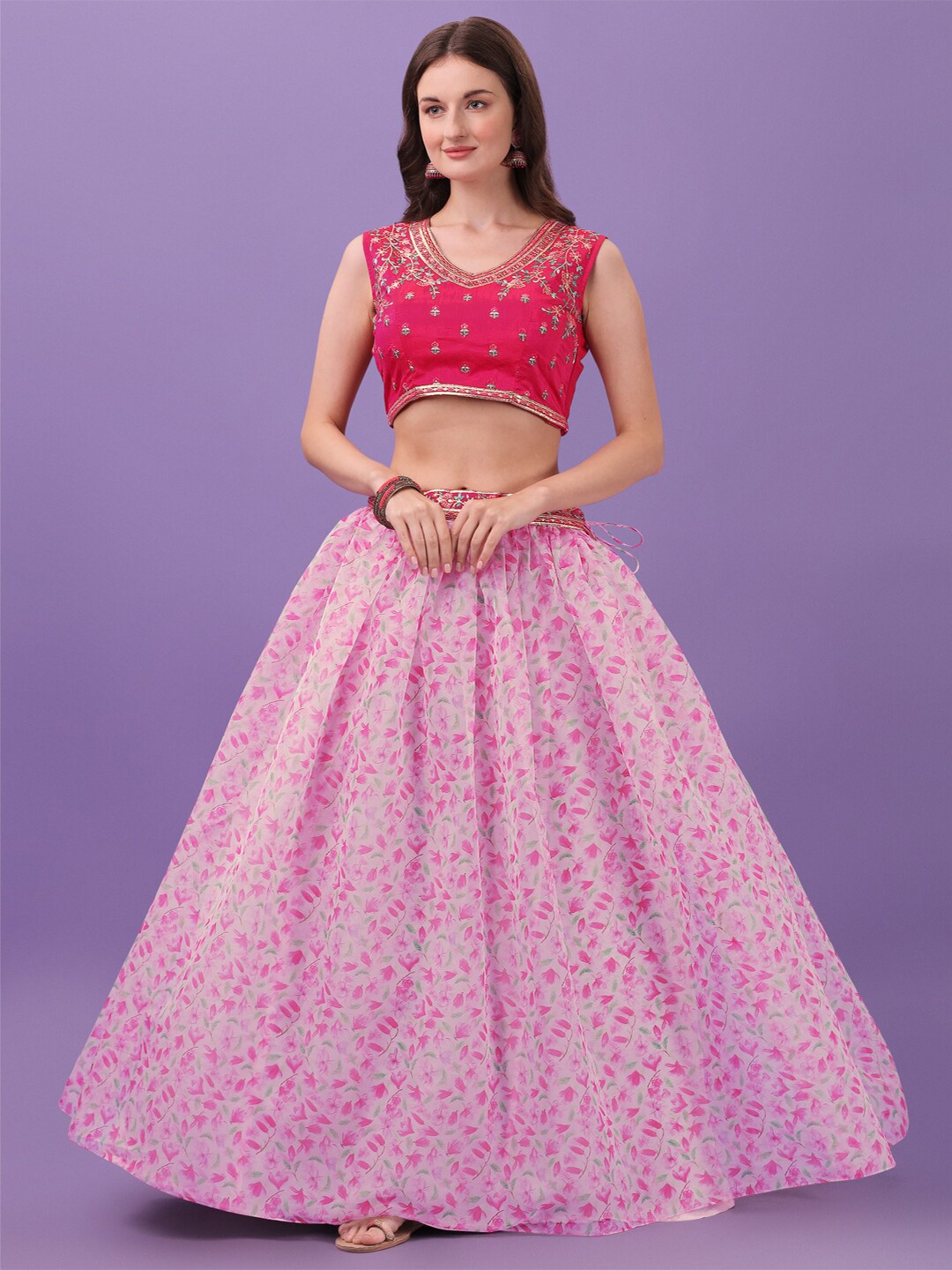 KALINI Embroidered Thread Work Semi-Stitched Lehenga & Unstitched Blouse With Dupatta, Pink
KALINI Embroidered Thread Work Semi-Stitched Lehenga & Unstitched Blouse With Dupatta, Pink