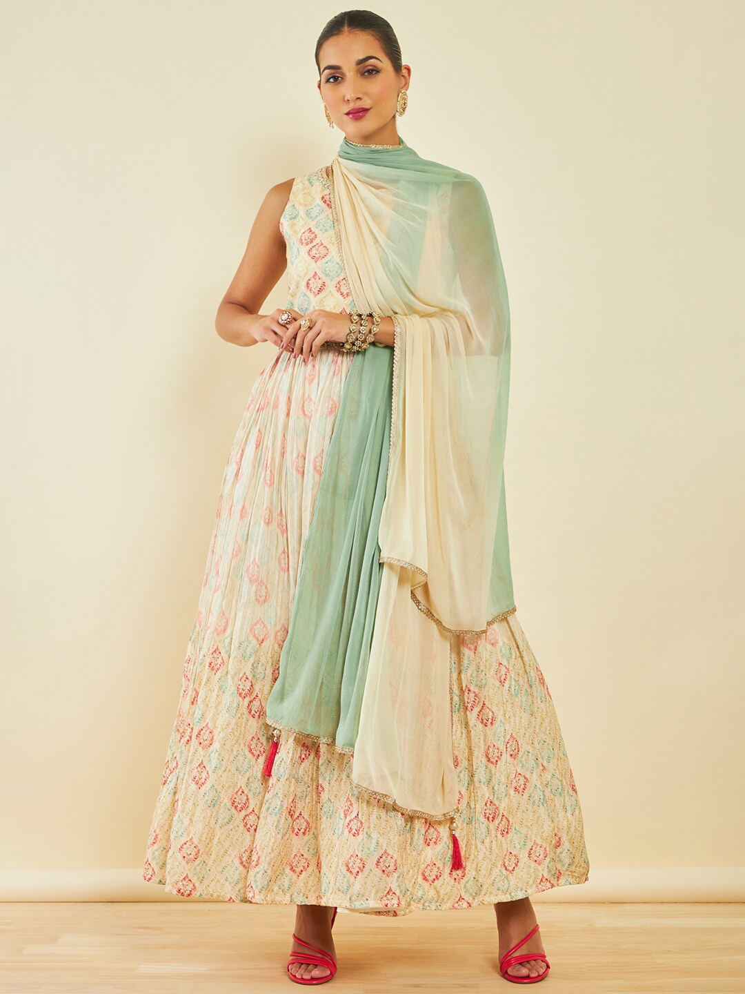 Soch Off White Ethnic Motifs Printed Mirror Work Anarkali Kurta With Churidar & Dupatta
Soch Off White Ethnic Motifs Printed Mirror Work Anarkali Kurta With Churidar & Dupatta