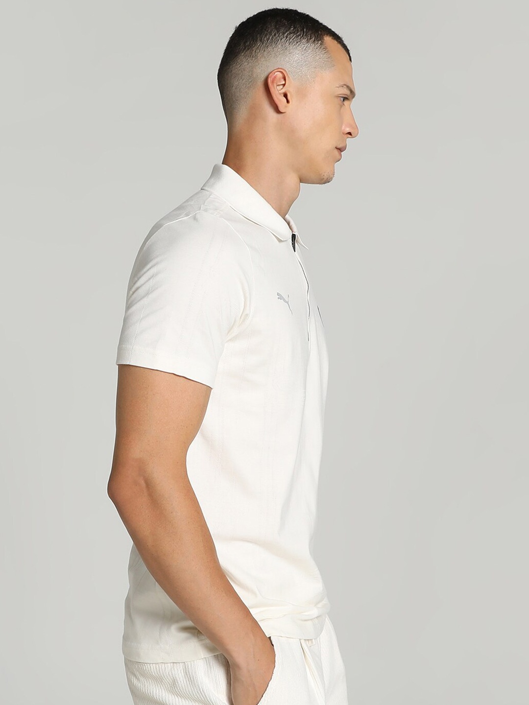 PUMA Motorsport Scuderia Ferrari Style Jacquard Men's Polo T-shirt, Off white