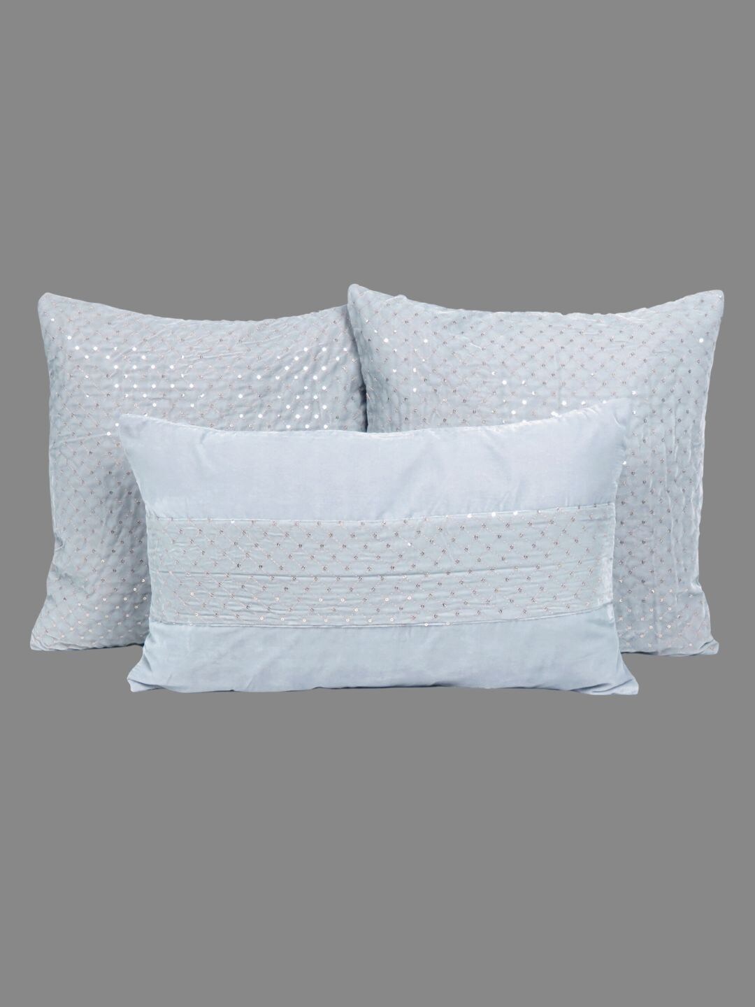 OUSSUM Grey & Silver-Toned 3 Pieces Embroidered Velvet Cushion Covers & Pillow Cover
OUSSUM Grey & Silver-Toned 3 Pieces Embroidered Velvet Cushion Covers & Pillow Cover
