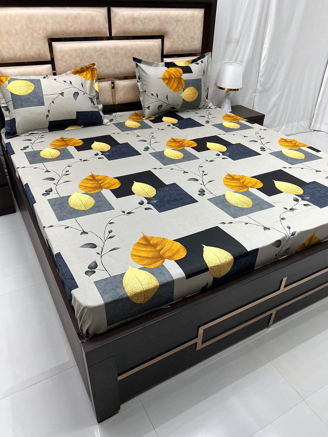 Pure Decor Velar Sib Grey & Yellow Floral Cotton 400 TC King Bedsheet With 2 Pillow Covers
Pure Decor Velar Sib Grey & Yellow Floral Cotton 400 TC King Bedsheet With 2 Pillow Covers