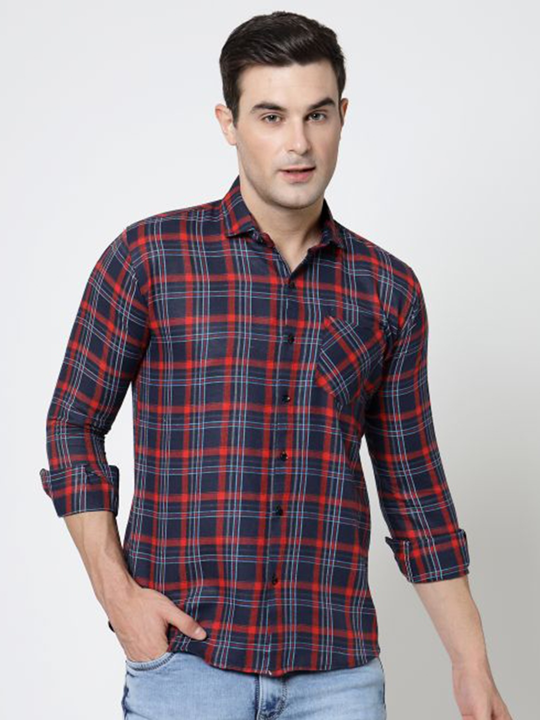 ADWYN PETER New Tartan Checked Spread Collar Regular Fit Cotton Casual Shirt, Navy blue
ADWYN PETER New Tartan Checked Spread Collar Regular Fit Cotton Casual Shirt, Navy blue