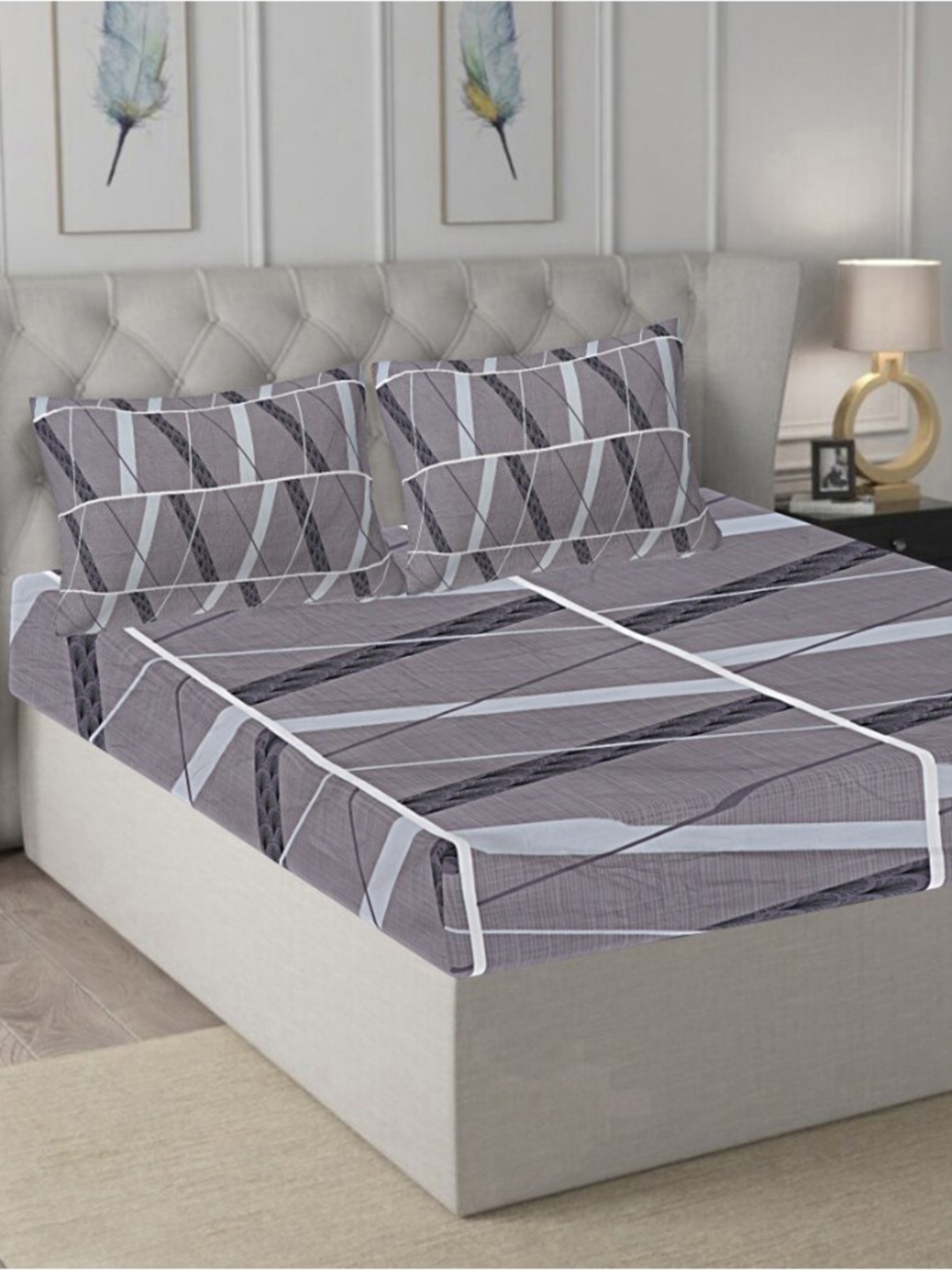INDHOME LIFE Grey & Black Abstract Pure Cotton 210 TC Queen Bedsheet With 2 Pillow Covers
INDHOME LIFE Grey & Black Abstract Pure Cotton 210 TC Queen Bedsheet With 2 Pillow Covers