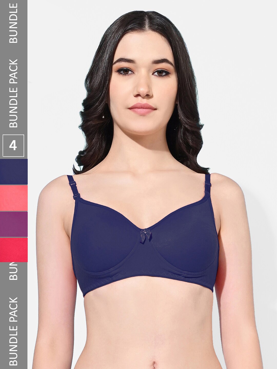 FIMS Pack of 4 Full Coverage Lightly Padded Everyday Bras With All Day Comfort, Navy blue
FIMS Pack of 4 Full Coverage Lightly Padded Everyday Bras With All Day Comfort, Navy blue