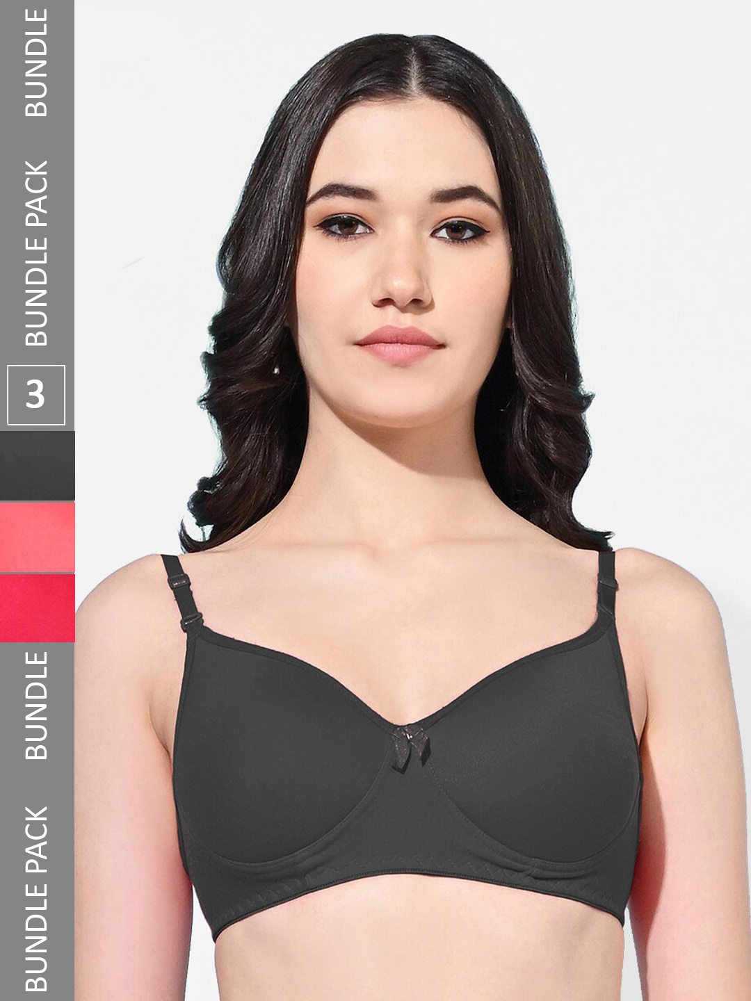 FIMS Pack Of 3 Full Coverage Lightly Padded Non-Wired Everyday Bra With All Day Comfort, Black
FIMS Pack Of 3 Full Coverage Lightly Padded Non-Wired Everyday Bra With All Day Comfort, Black