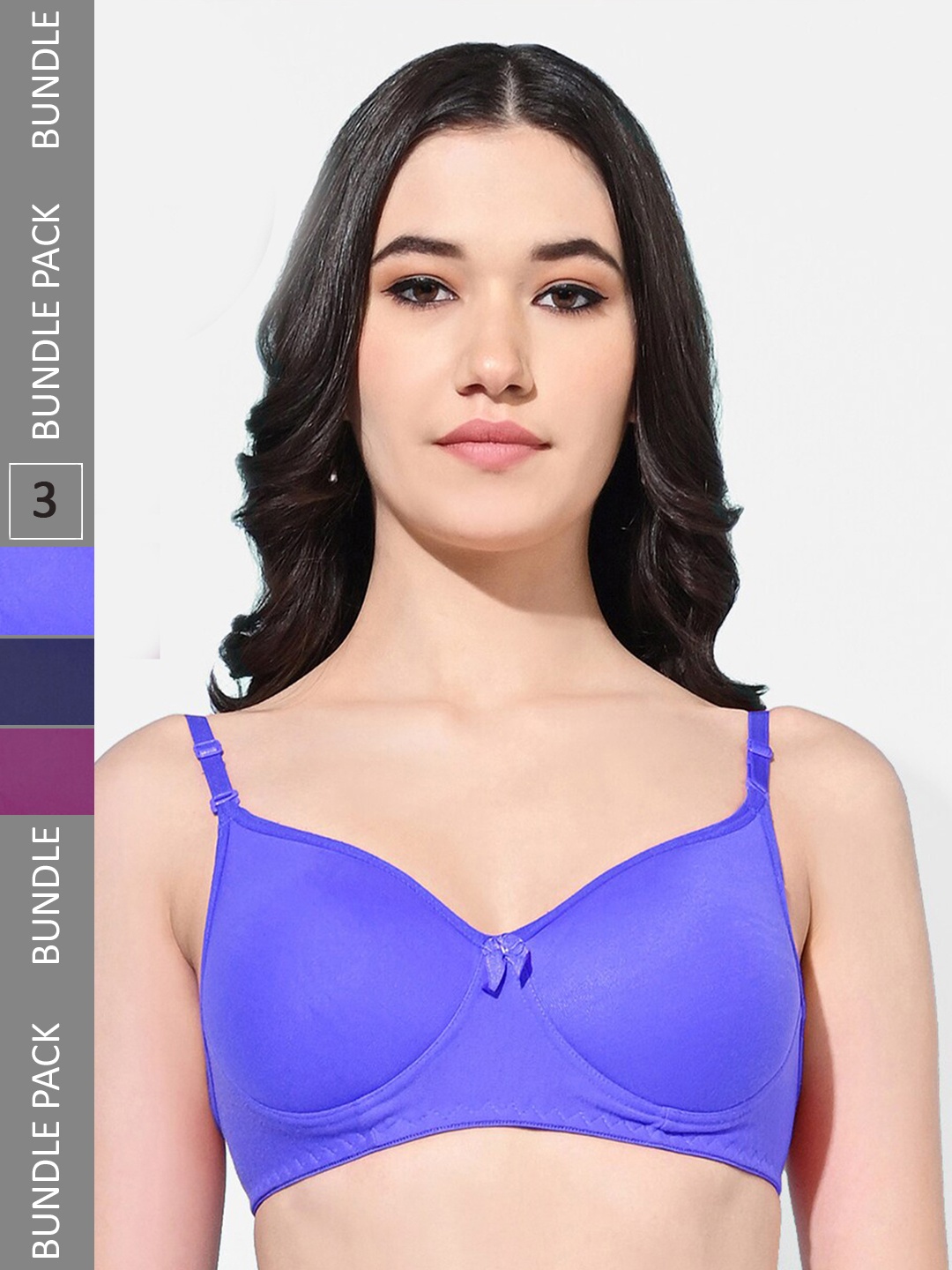 FIMS Pack Of 3 Full Coverage Lightly Padded Non-Wired Everyday Bra With All Day Comfort, Blue
FIMS Pack Of 3 Full Coverage Lightly Padded Non-Wired Everyday Bra With All Day Comfort, Blue