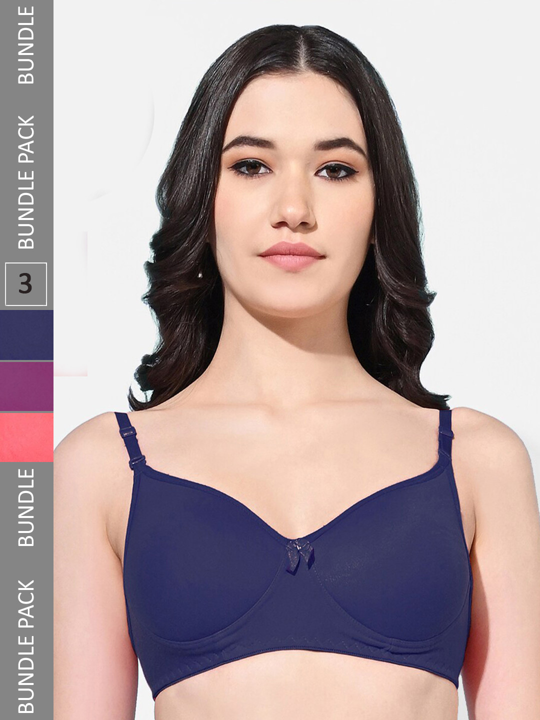 FIMS Pack Of 3 Full Coverage Lightly Padded Non-Wired Everyday Bra With All Day Comfort, Navy blue
FIMS Pack Of 3 Full Coverage Lightly Padded Non-Wired Everyday Bra With All Day Comfort, Navy blue
