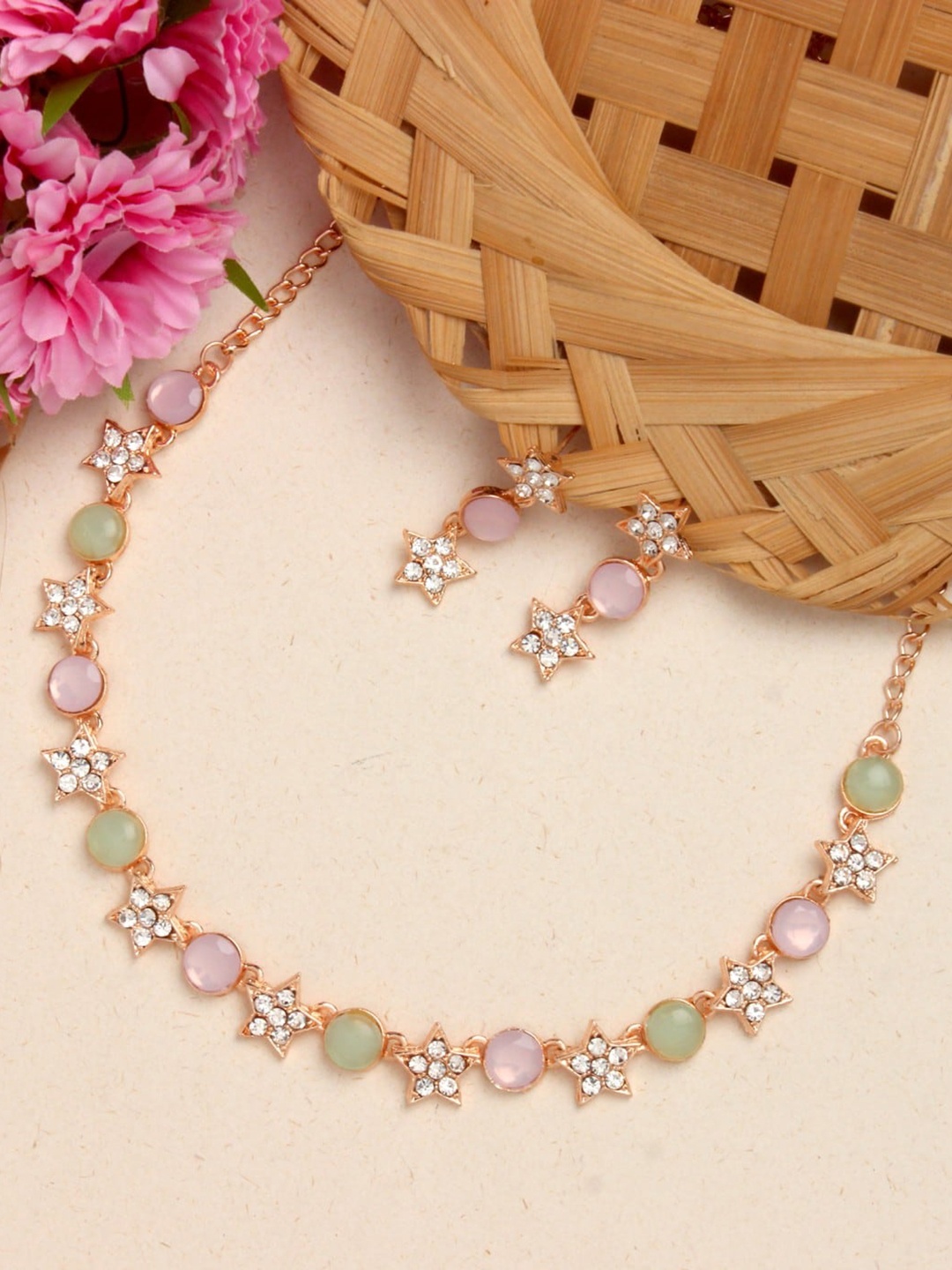 Atasi International Rose Gold-Plated Crystal -Studded & Beaded Necklace & Earrings Set
Atasi International Rose Gold-Plated Crystal -Studded & Beaded Necklace & Earrings Set