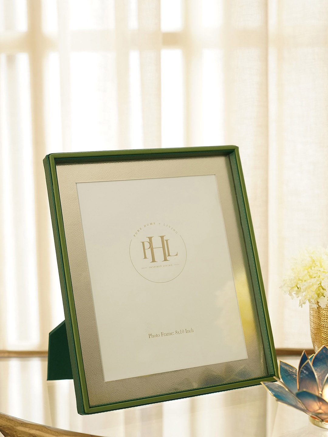 Pure Home and Living Green Faux Leather Photo Frame
