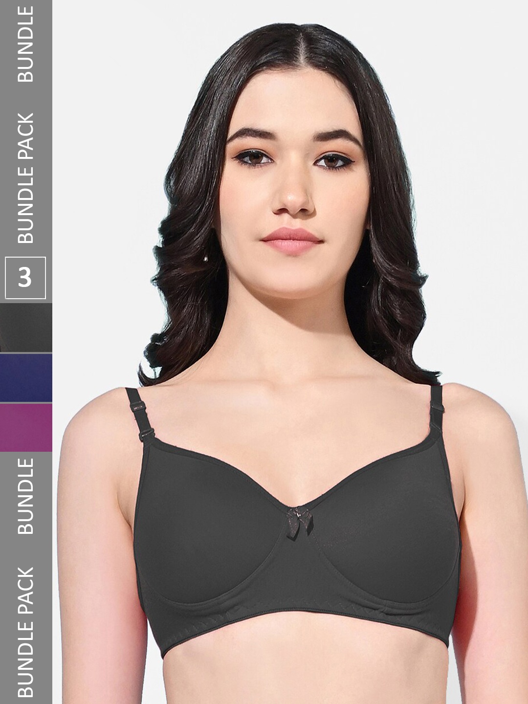 FIMS Pack Of 3 Full Coverage Lightly Padded Everyday Bras With All Day Comfort, Black
FIMS Pack Of 3 Full Coverage Lightly Padded Everyday Bras With All Day Comfort, Black