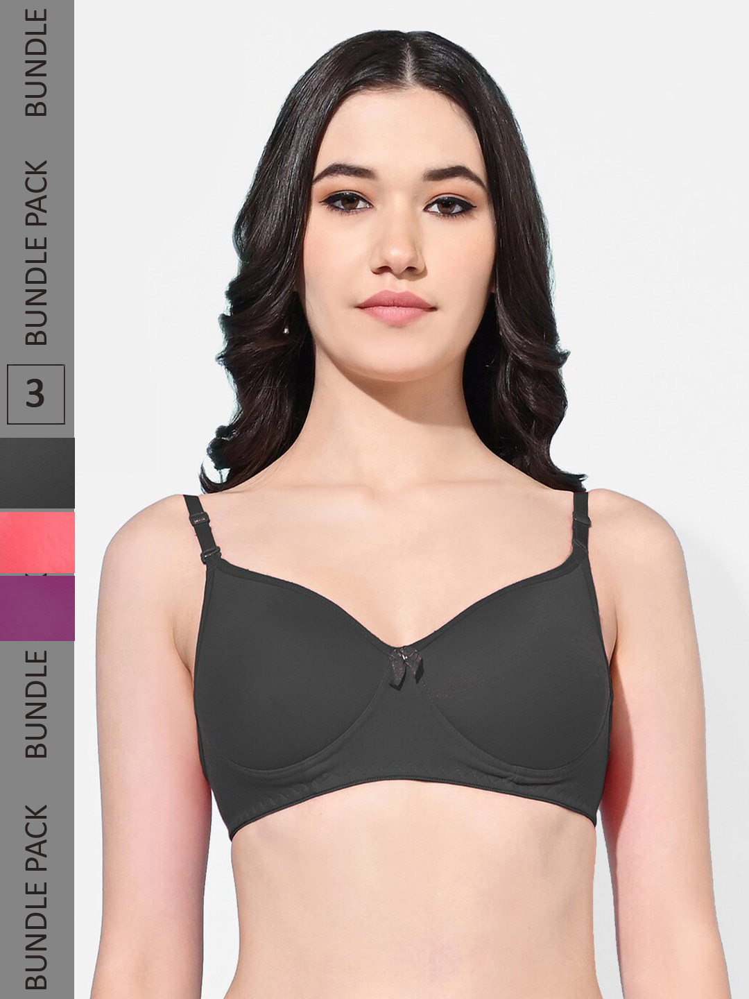 FIMS Pack Of 3 Full Coverage Lightly Padded Everyday Bras With All Day Comfort, Black
FIMS Pack Of 3 Full Coverage Lightly Padded Everyday Bras With All Day Comfort, Black