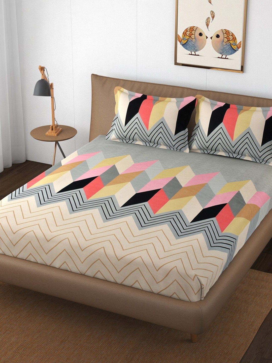 Texstop Grey & Pink Geometric Cotton 180 TC Queen Bedsheet With 2 Pillow Covers
Texstop Grey & Pink Geometric Cotton 180 TC Queen Bedsheet With 2 Pillow Covers
