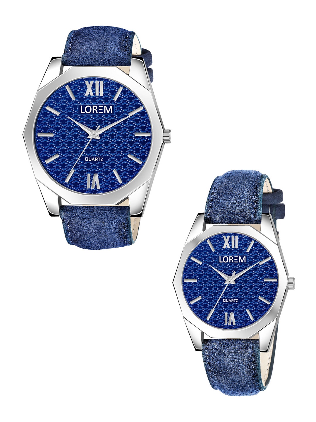 LOREM Unisex Set Of 2 Textured Dial Leather Straps Analogue Couple Watches LR86-LR333, Blue
LOREM Unisex Set Of 2 Textured Dial Leather Straps Analogue Couple Watches LR86-LR333, Blue