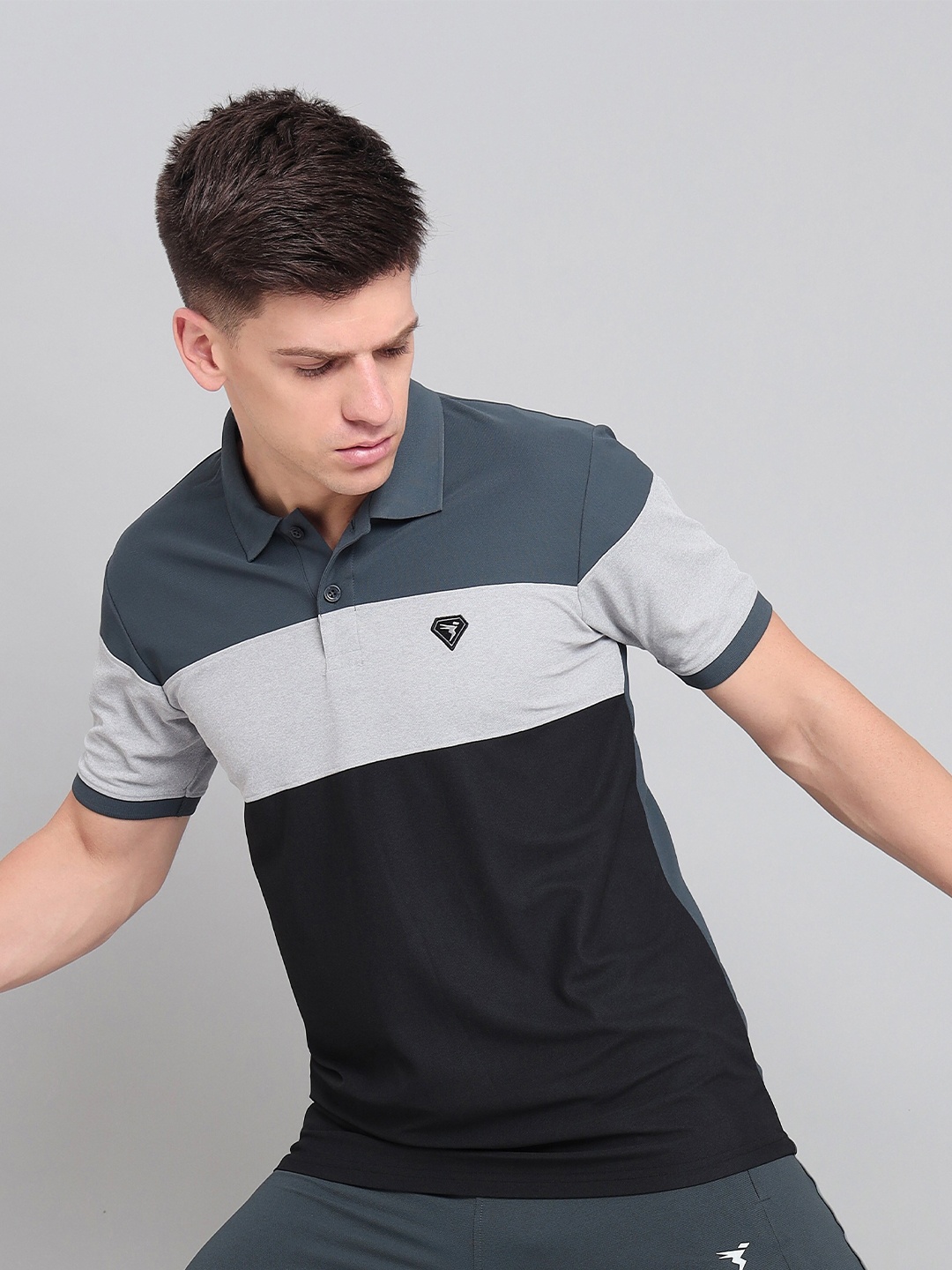 Technosport Slim Fit Colourblocked Polo Collar Antimicrobial Sports T-shirt, Charcoal
Technosport Slim Fit Colourblocked Polo Collar Antimicrobial Sports T-shirt, Charcoal