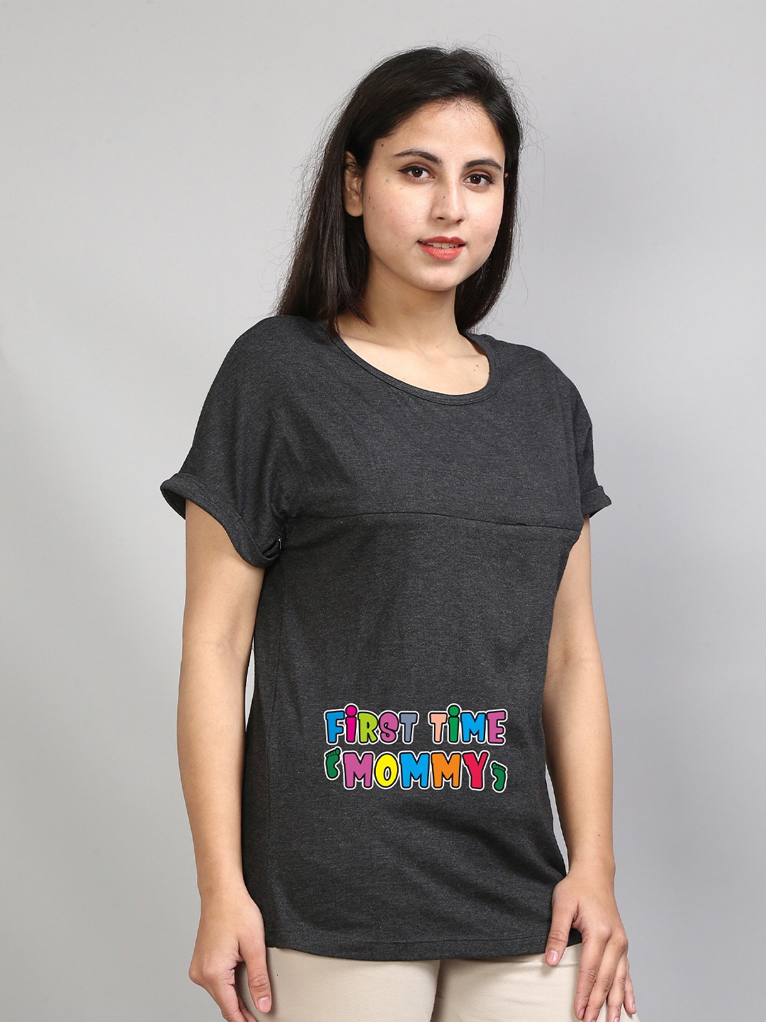SillyBoom Typographic Printed Extended Sleeves Cotton Lycra Maternity T-shirt, Charcoal
SillyBoom Typographic Printed Extended Sleeves Cotton Lycra Maternity T-shirt, Charcoal
