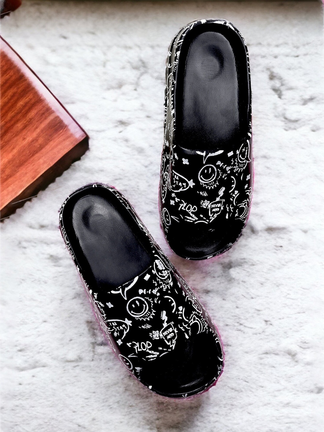 Pampy Angel Men Printed Croslite Sliders, Black