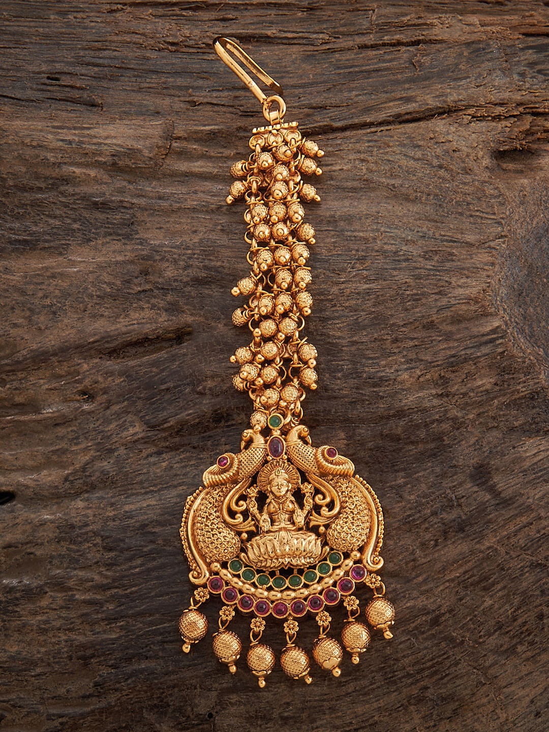 Kushal's Fashion Jewellery Gold-Plated Stone-Studded & Pearls-Beaded Temple Maang Tikka
Kushal's Fashion Jewellery Gold-Plated Stone-Studded & Pearls-Beaded Temple Maang Tikka