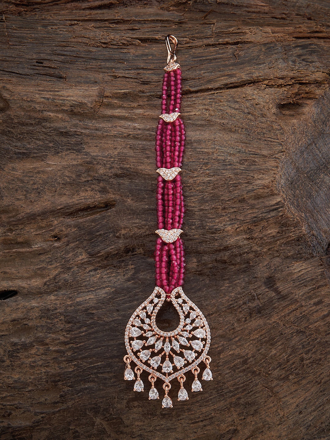 Kushal's Fashion Jewellery Gold-Plated Zircone Stone-Studded & Pearls-Beaded Maangtikka, Red
Kushal's Fashion Jewellery Gold-Plated Zircone Stone-Studded & Pearls-Beaded Maangtikka, Red